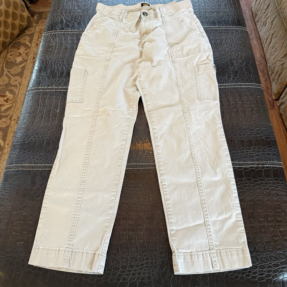 Lee Women’s Cargo Pants Solid Relaxed Fit Mid Rise Straight Leg Size 12 Medium